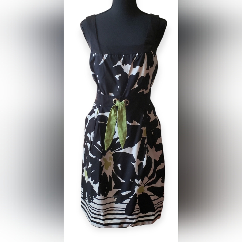 R&K Black, White And Green Floral Dress